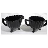Black Glass Creamer & Sugar Set