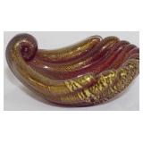 Ruby Art Glass Shell w/ Gold Flecks