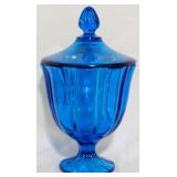 LE Smith Blue Simplicity Lidded Jar 10.5x6"