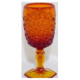 LE Smith Daisy & Button Amberina Goblet 7"