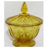 Amber Anchor Hocking Lidded Candy Bowl 7.5x6