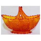 Fenton Daisy Button Orange  Basket Bowl 4x6x3