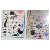 2 Joan Miro Abstract Wood Tiles 12.5x10