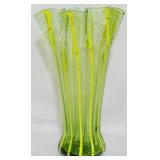 Art Glass Green and Yellow Vase 10.5"