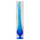 Fenton 20" Colonial Blue Thumbprint Swung Vase