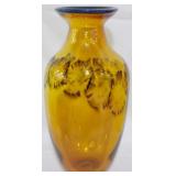 Vintage Amber Art Glass Vase 11"