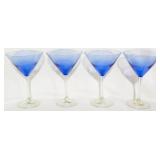4 Blue Martini Stems 7"