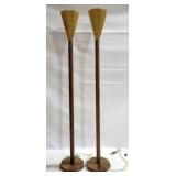 Pair of MCM Wooden 70" Torch Lights - both work