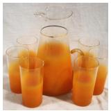 Blendo Orange Pitcher & 6 Tumblers