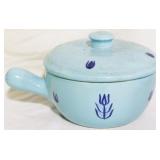 Blue Tulip Covered Soup Crock  5.5"