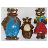 3pc Chalkware Bears Wall Decor