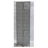 Vintage 12 cubby gray metal locker 78 x 24 x 15
