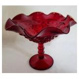 Viking Bullseye Ruby Red Compote 9x17.5