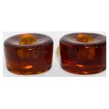 Pr Blenko Hand Blown Dark Amber 2" Candles