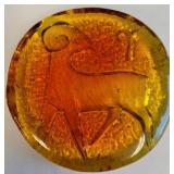 Blenko Amberina Aries Ram 4" Paperweight
