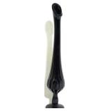 Vintage Fenton Black Thumbprint Swung Vase, 13"