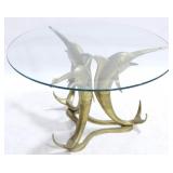 Vintage MCM Brass Marlin Base Nautical Table