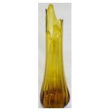 LE Smith 29" Amber Simplicity Ribbed Swung Vase
