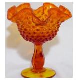 Fenton Amberina Hobnail Pedestal Candy 6x5.5"