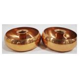 Pair of Copper Candle Holders - 5" round