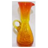 Rare Form Amberina Crackle Glass Pitcher 8"
