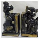 Vintage Pr Poodle & Cat Bookends 6.5"