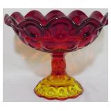 L.E. Smith Moon and Stars Pedestal Compote 8x10