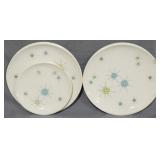 3 Stoneware Atomic Plates, Chipped