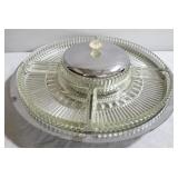 Kromex Lazy Susan, Chrome & Glass