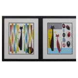 SET OF 2 MID CENTURY MODERN ABSTRACT CATS