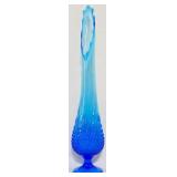 Fenton 23" Colonial Blue Hobnail Swung Vase