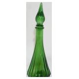 Vintage Empoli Jeannie Green Decanter 11"
