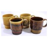 4 Vintage Stacking Ceramic Coffee Mugs