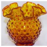 Fenton Amber Hobnail Vase 4.5"