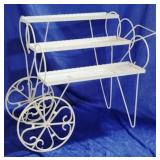 Vintage 3 tier metal white plant cart