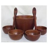Vintage Teak Salad Bowl Set 7pc