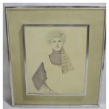 Mid-Century Lady Portrait, Chrome Frame