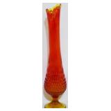 Fenton Amberina Hobnail Swung Vase 20"