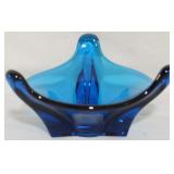 Mid Century Blue Glass Bowl 3x6"
