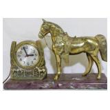 Vintage Saddled Horse & Horseshoe Clock