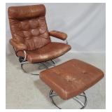 Vintage Norwegian lounge chair & stool