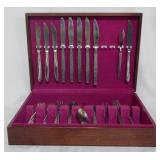 Mid century flatware in wood box