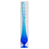 Fenton Sapphire Blue Thumbprint Swung 20" Vase