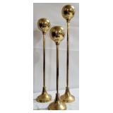 Set of 3 Graduated Brass Candlesticks