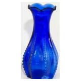 Indiana Glass Beaded Cobalt Blue Vase 7"