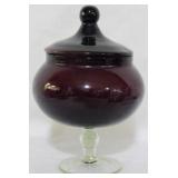 Amethyst Pedestal Candy Dish w/ lid 7x4.5"
