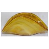 Vintage Amber Art Glass Banana Bowl 4.5x10x5