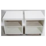 Pair of Rolling End Tables - 20" x 18" x 18"