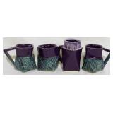 4 S Sellars Purple Cubist Pottery Mugs