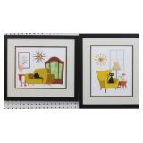 SET OF 2 MID CENTURY MODERN CATS ON CHAIR